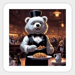 Teddy as a Waiter Sticker